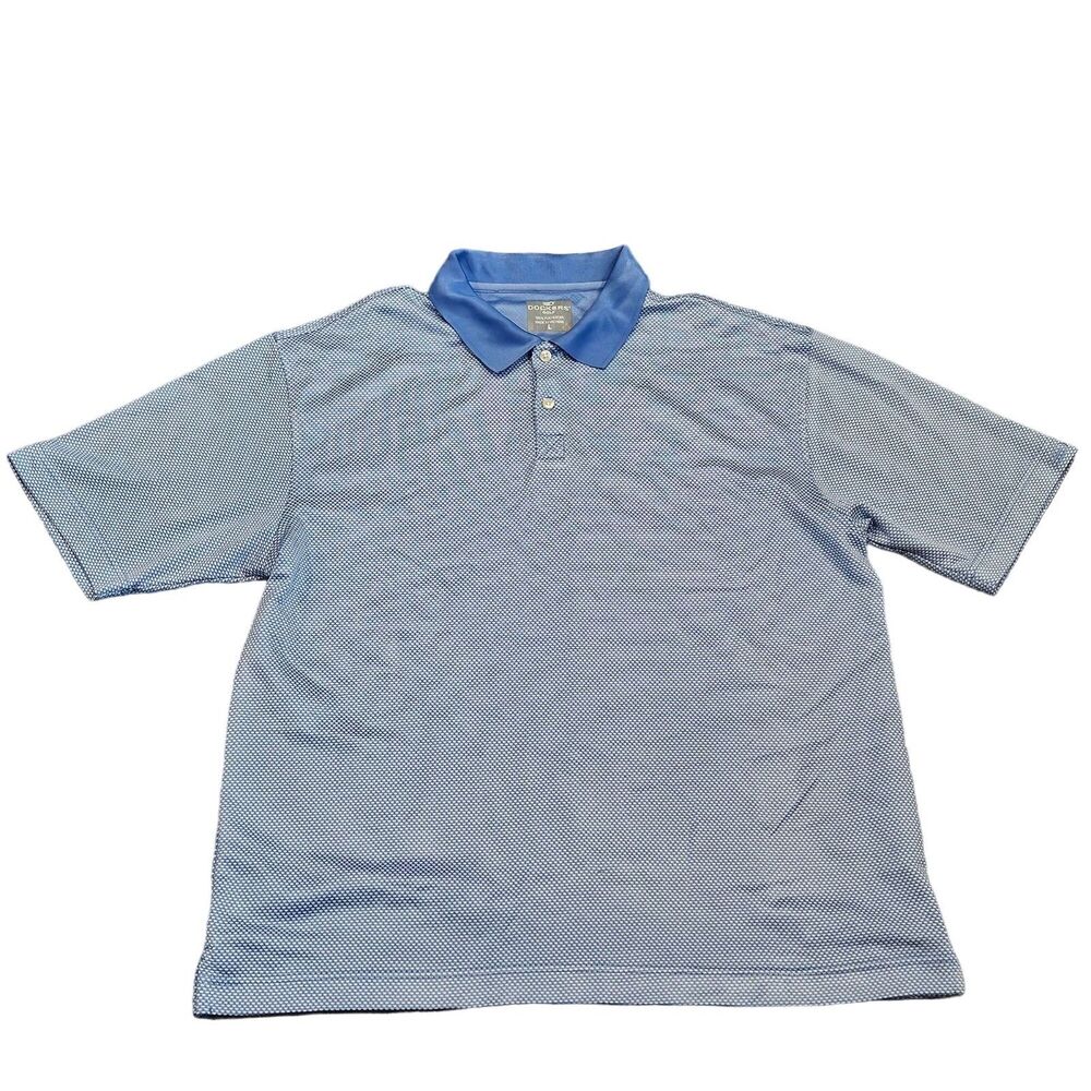 Dockers Golf Men's Blue White Short Sleeve Polyester Polo Shirt Size Large